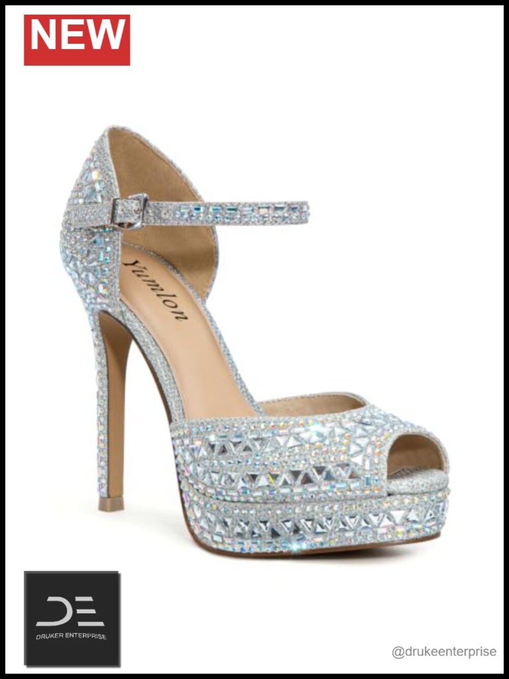 Sparkly Rhinestone Peep Toe Platform Stiletto Heels Wedding Pumps